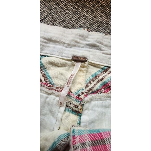 Free‎ People Marlowe Yarn Dye Slouchy Plaid Tan Trousers Pants Womans Sz 2 NEW - Picture 6 of 10